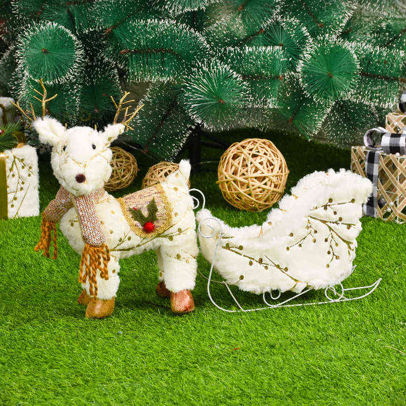 Retractable Reindeer Doll navidad Figurines Christmas for Kid Red christmas tree decorations Year Gift 211104
