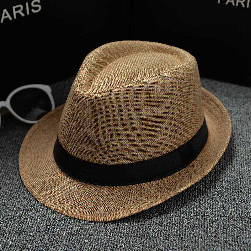 England Retro Men's Fedoras Top Jazz Plaid Hat Spring Summer Autumn Bowler Hats Cap Classic Version Chapeau Hats Q0805