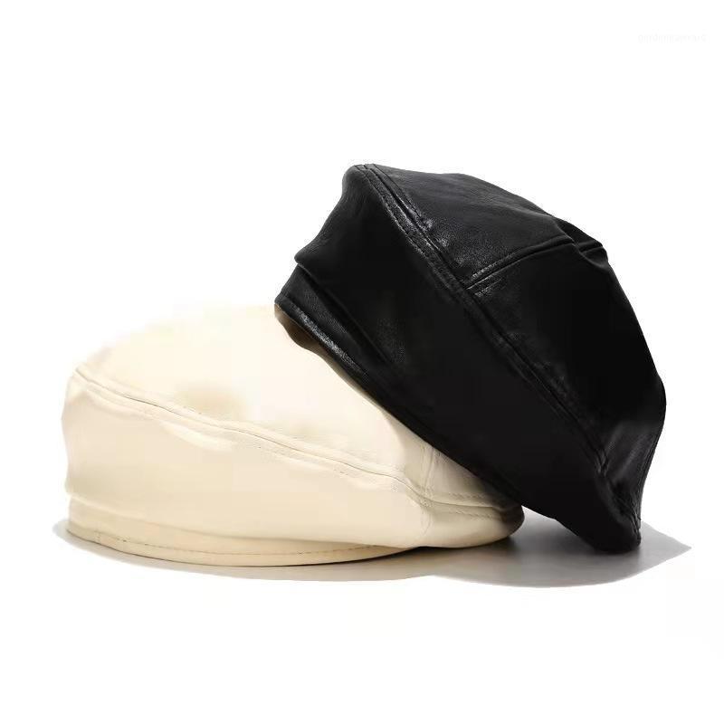 Berets Von Dutch Hat Womens Hats Fashion Leather Beret Solid Color Joker Octagonal Korean Student Painter