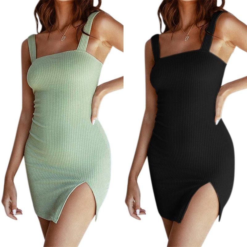 Casual Dresses Women Pure Color Strapped Skinny Knitted Dress Summer Sleeveless Split Tank Sexy Slim Mini, Black
Casual Dresses Women Pure Color Strapped Skinny Knitted Dress Summer Sleeveless Split Tank Sexy Slim Mini, Black