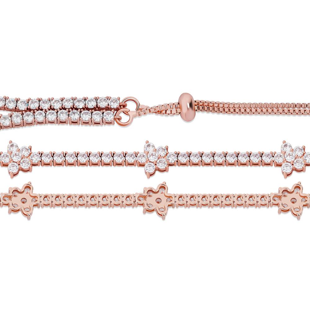 New Fashion Charm 5MM Tennis Chain Flower Choker Chain Necklace Kength Adjustable Iced Out Cubic Zirconia Bling Hip Hop Chains Charm Jewelry Gift for 
