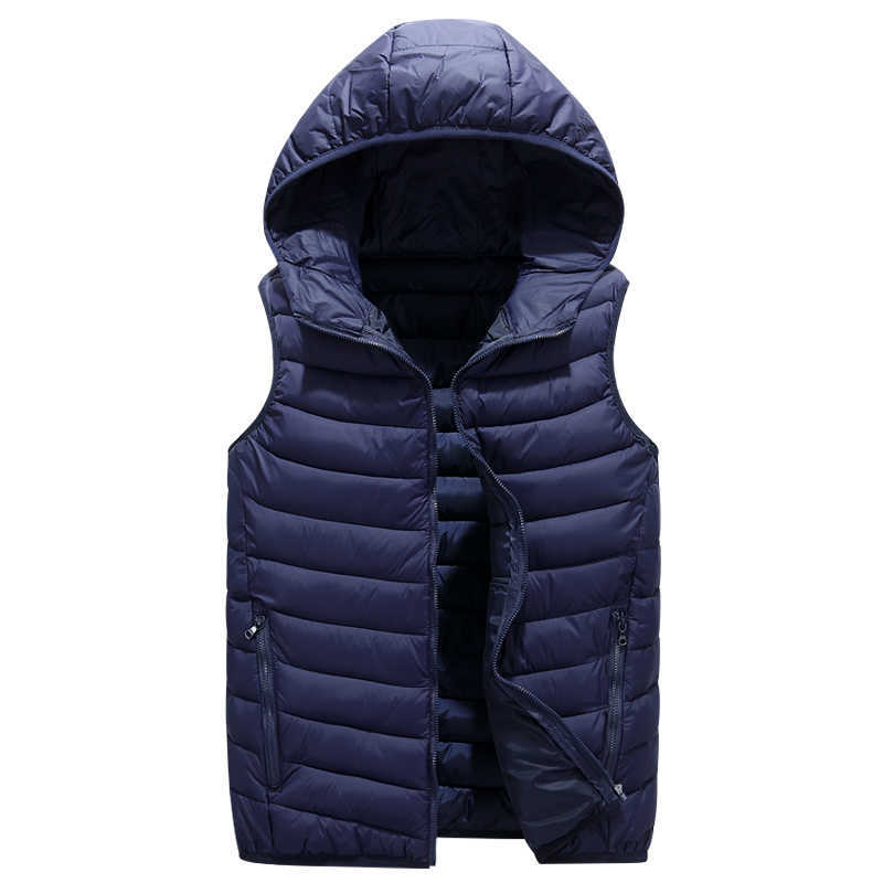 Women's Loose Winter Vest Solid Hooded Zipper Pockets Ladies Coats Casual Sleeveless Jackets Waistcoat for Female Fashion 210819