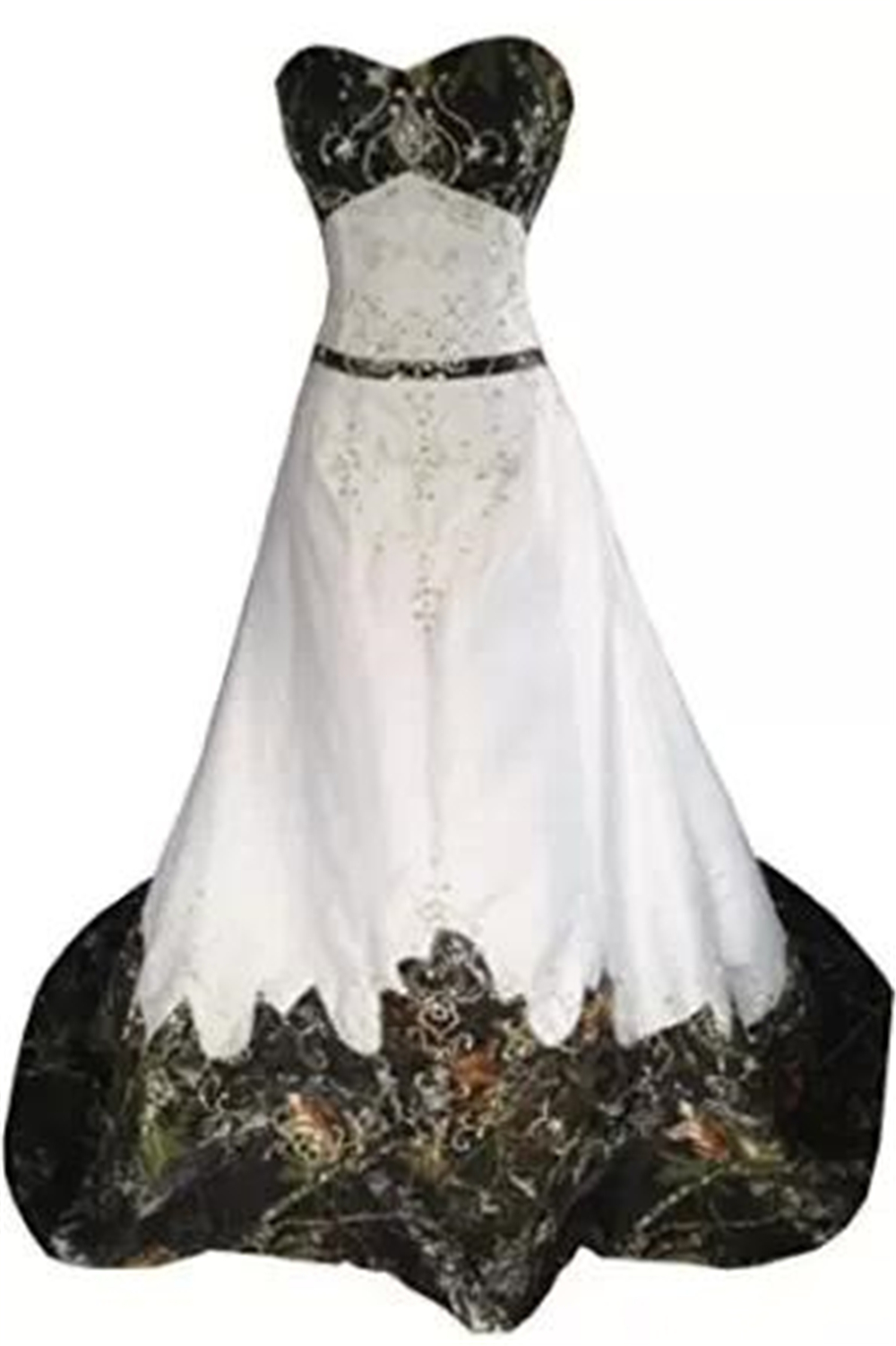 2022 Camo Wedding Dresses Bridal Gowns A Line Beaded Lace-up Sweetheart Embroidery Court Train Plus Size Vestidos De Noiva