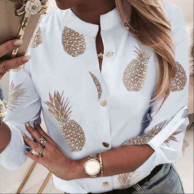 ol women shirts shirt clothes crew neck long sleeve office lady summer autumn blouse pineapple ladies, White 
ol women shirts shirt clothes crew neck long sleeve office lady summer autumn blouse pineapple ladies, White