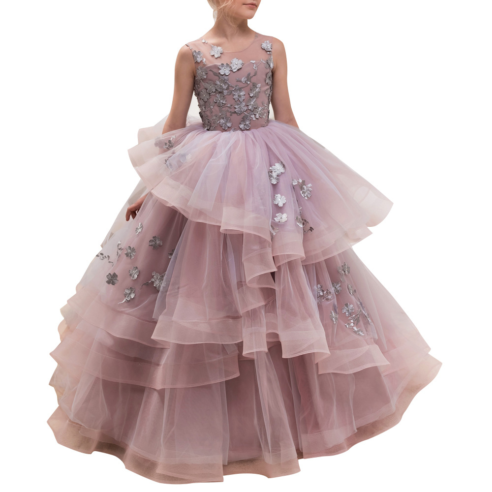 New Shinning Girl's Pageant Dresses 2021 first holy communion flower girl dresses for wedding Floral Girl Gowns Formal Party Dress For Teens Kids