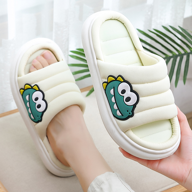 All Senson Soft Thick Platform Down Linen Slippers Lovely Dinosaur Bedroom Cotton Home Shoes Indoor Couples Men Women Slides