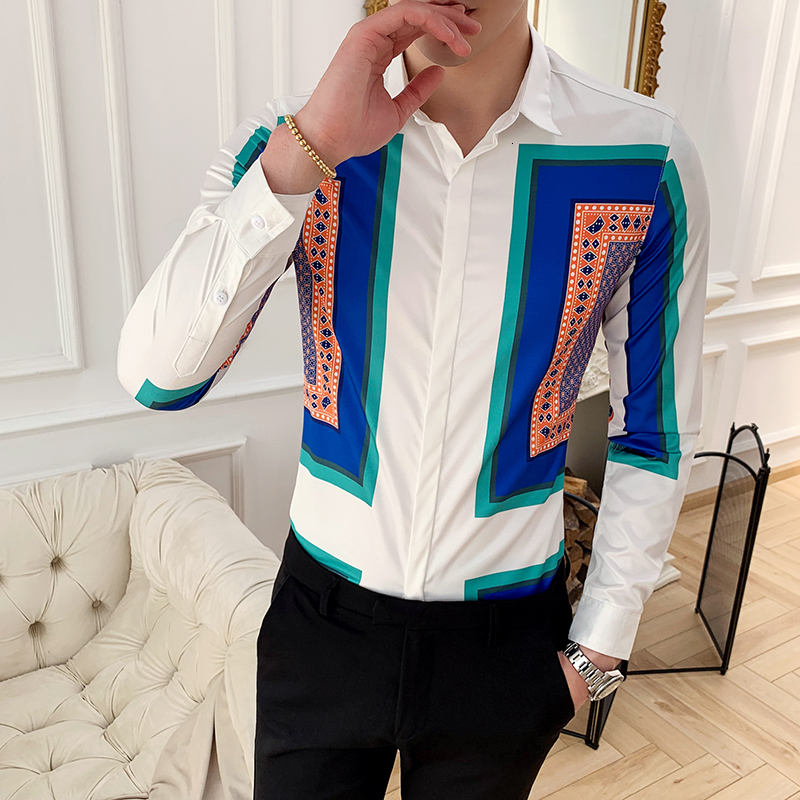 2021 High Quality New Square Blue Printing Male Fashion Social Club Men's Clothing Thin Sleeve Long Shirt 286p, White
2021 High Quality New Square Blue Printing Male Fashion Social Club Men's Clothing Thin Sleeve Long Shirt 286p, White