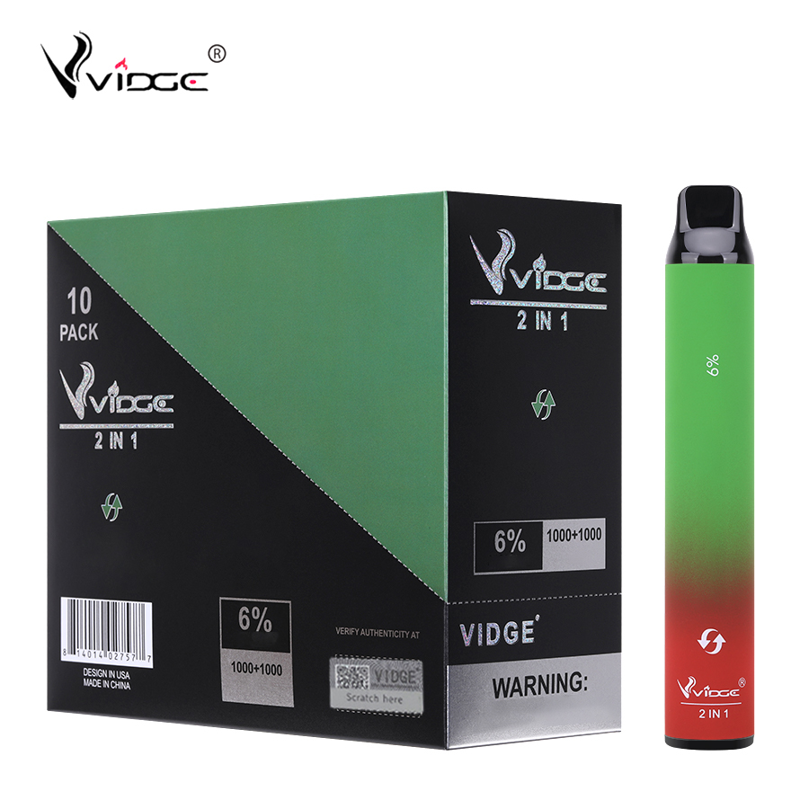 Original Direct Factory Shipment Vidge 2 In 1 E-Cigarette 200puffs Disposable Vape Pen 950mAh Battery 4.0ml+4.0ml Over 11 Colors Available
Original Direct Factory Shipment Vidge 2 In 1 E-Cigarette 200puffs Disposable Vape Pen 950mAh Battery 4.0ml+4.0ml Over 11 Colors Available