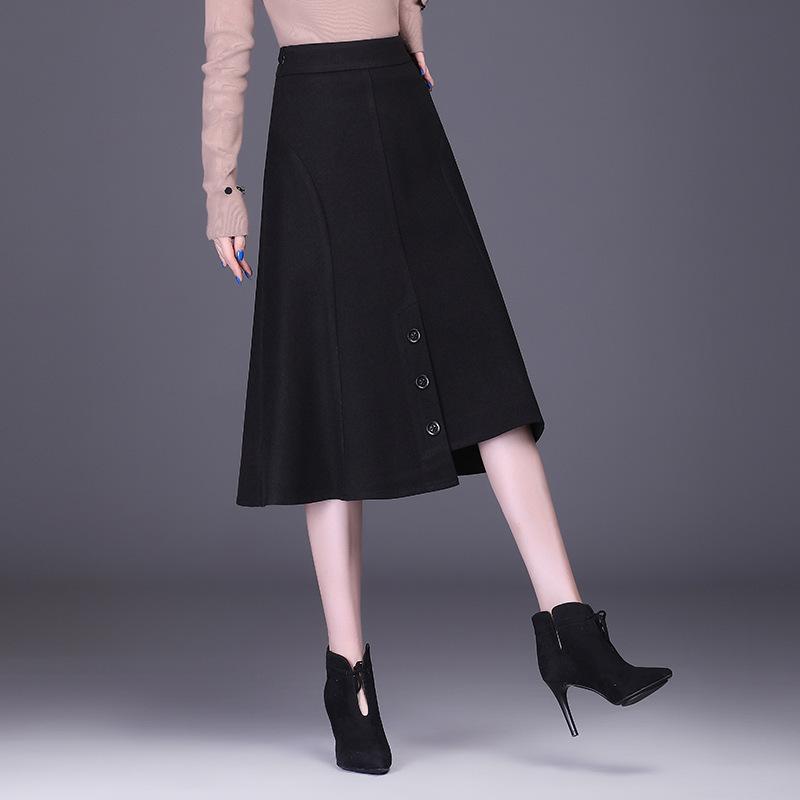 Skirts Autumn & Winter Woolen Plaid Skirt High Waist Slimming Fashion Irregular A-line Women Pleated Tide