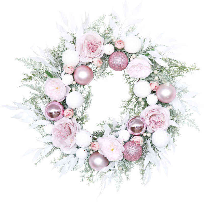 Christmas Wreath - Pink Xmas Ball Theme Wedding/Home/Door/Window/Wall Decor, 2024