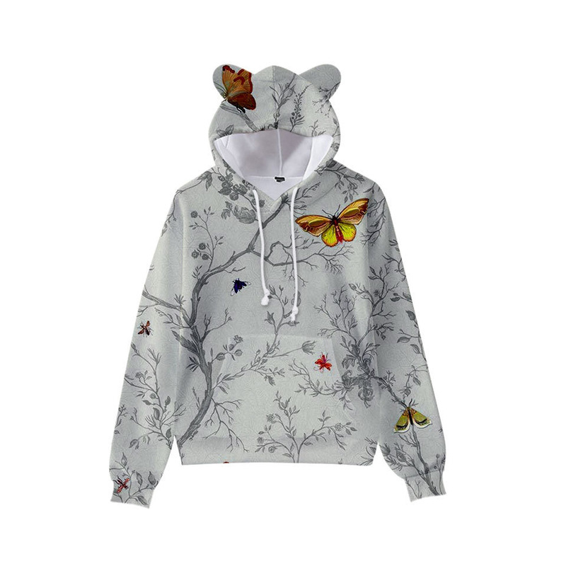 Dry branches print cute boy girl clothes hooded 3D printing hooded sweater top autumn early winter ears hooded pullover, Black
Dry branches print cute boy girl clothes hooded 3D printing hooded sweater top autumn early winter ears hooded pullover, Black