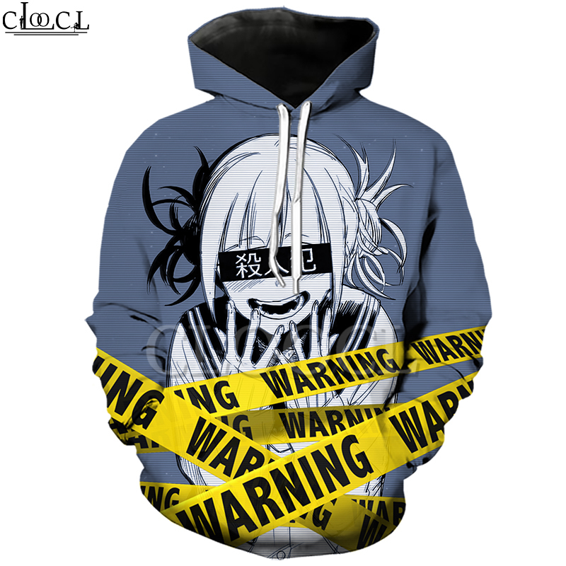 Anime Girl Toga Himiko My Hero Academia Hoodie Women's Men's 3D Print Long Sleeve Sweatshirt Warning Casual Hooded Pullovers 201020