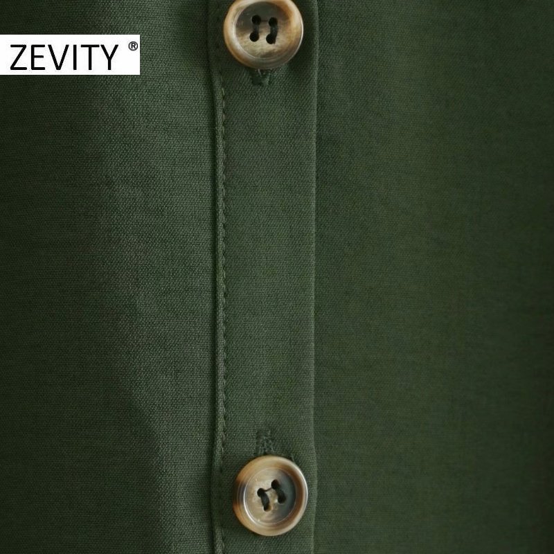 Zevity Women Agaric Lace Solid Color Pleats Shirt Dress Office Ladies Lantern Sleeve Breasted Casual Business Vestido DS4601 210303