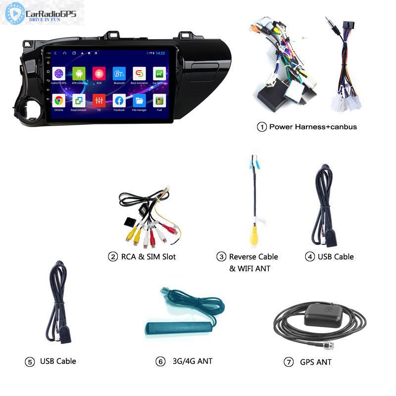 Car dvd Audio Video Player for TOYOTA HILUX 2016-2018 GPS Navigation Android Radio Touch Screen HD Head Unit support Steer wheel control