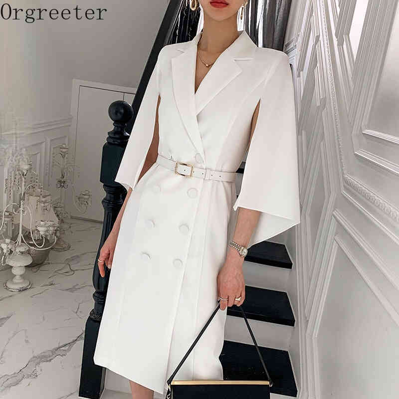 Elegant Office Lady Double-breasted Blazer Dress for Women Summer Split Flying Sleeve Slim Bodycon Mini Female 210525, White
Elegant Office Lady Double-breasted Blazer Dress for Women Summer Split Flying Sleeve Slim Bodycon Mini Female 210525, White