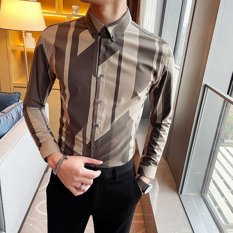High Quality Shirts Men Long Sleeve Slim Fit Formal Dress Shirts Spring Casual Plaid Shirt Streetwear Social Party Blouse 210527, Khaki
High Quality Shirts Men Long Sleeve Slim Fit Formal Dress Shirts Spring Casual Plaid Shirt Streetwear Social Party Blouse 210527, Khaki