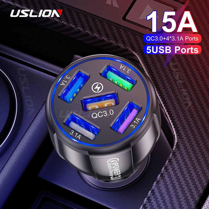 USLION 15A 5 Ports USB Car Charge Quick Mini LED Fast Charging For iPhone 12 Xiaomi Huawei Mobile Phone Charger Adapter in
USLION 15A 5 Ports USB Car Charge Quick Mini LED Fast Charging For iPhone 12 Xiaomi Huawei Mobile Phone Charger Adapter in