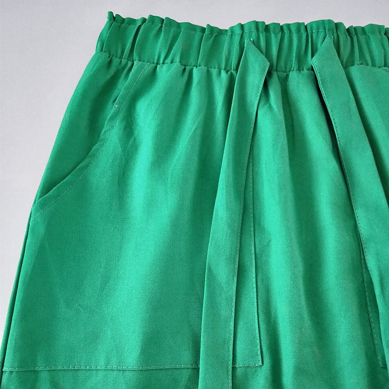Spring Summer Elegant Midi Skirts Womens Office Pencil Skirt Cotton Elastic Waist Package Hip Skirt Bow Skirt Green 210306