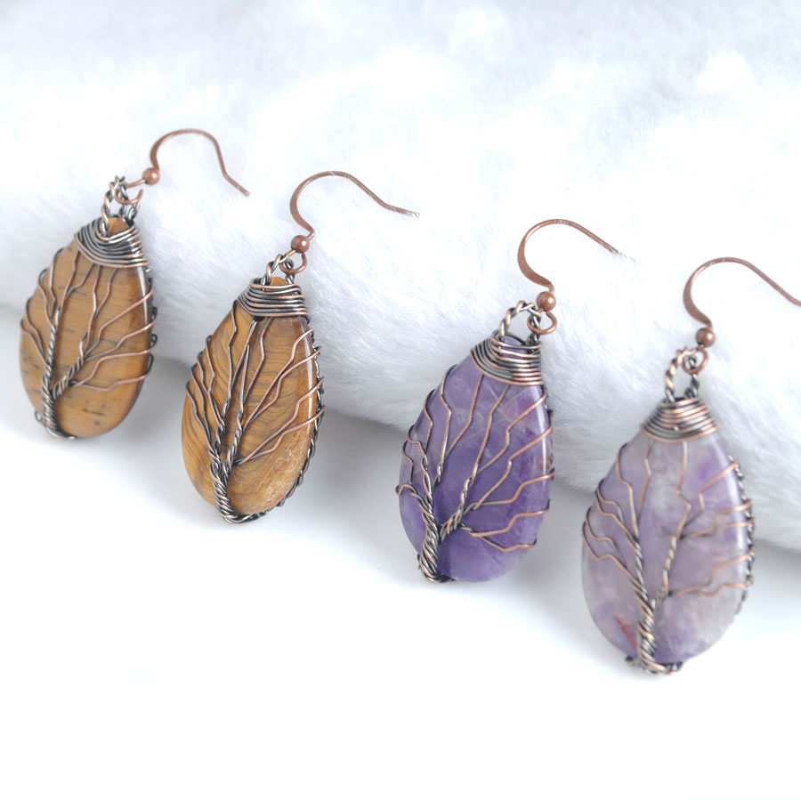 WOJIAER Tribal Copper Dangle Earrings Water Drop Tree of Life Wire Wrap Earring For Natural Stone Jewelry BV910
WOJIAER Tribal Copper Dangle Earrings Water Drop Tree of Life Wire Wrap Earring For Natural Stone Jewelry BV910
