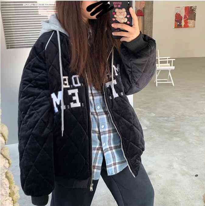 women's jackets retro thick fake two-piece hooded cotton jacket female winter korean version of the wild bf bread oc5d, Black;brown 
women's jackets retro thick fake two-piece hooded cotton jacket female winter korean version of the wild bf bread oc5d, Black;brown