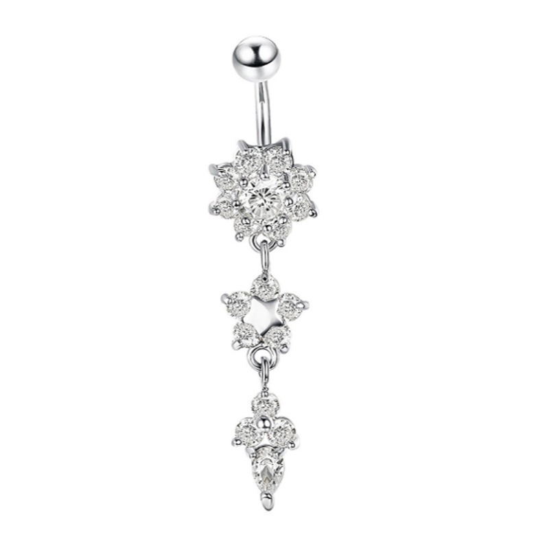 Body Puncture Diamond Water Drop Belly Ring Navel Rings Gold Stainless Steel Belly Button Rings Nail Women Fashion Jewelry Will and Sandy