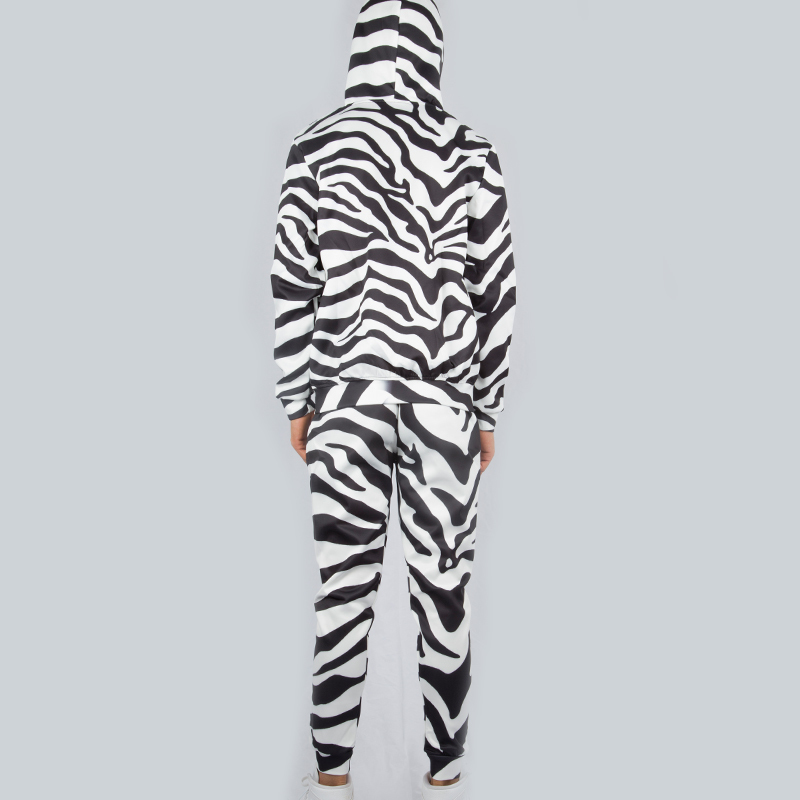 UJWI Fashion Men/Women 2 Pieces Tracksuit Set Harajuku 3d Black While Zebra Unisex Hoodies Sportswear Pant Suit Fitness Clothes 201210