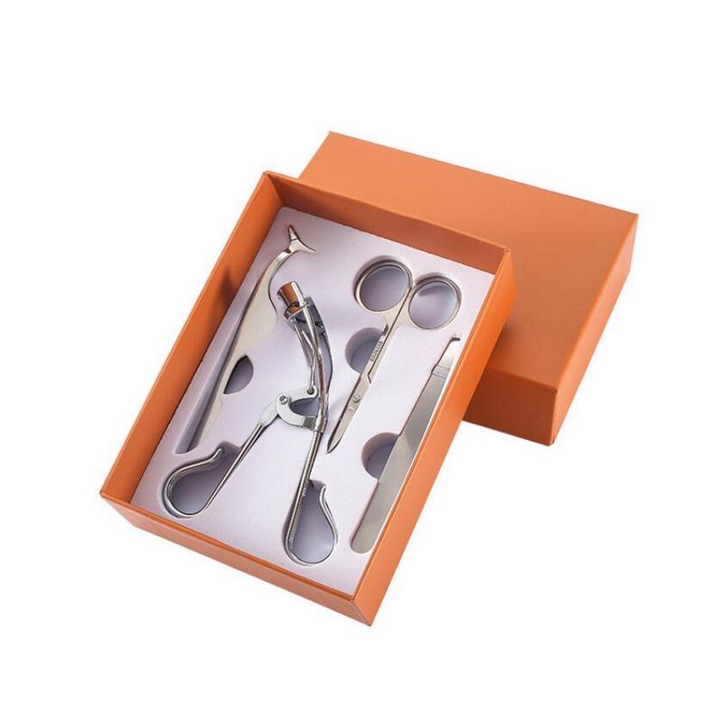 New arrival 4-pieces Stainless Steel Eyelash Curler Rose Gold/silver Eyelash Applicator Eyebrow Tweezers Set 30sets/lot DHL FREE