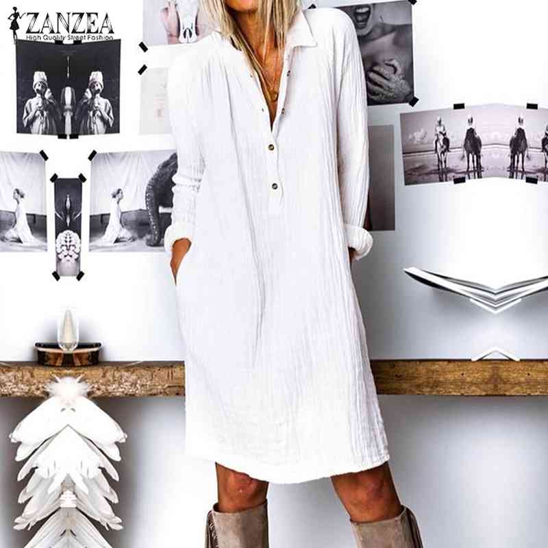 Plus Size Women Dress Summer Casual Cotton Linen Sundress Solid Long Sleeve Dresses Ladies Holiday Beach Vestidos 210603, 001 white
Plus Size Women Dress Summer Casual Cotton Linen Sundress Solid Long Sleeve Dresses Ladies Holiday Beach Vestidos 210603, 001 white