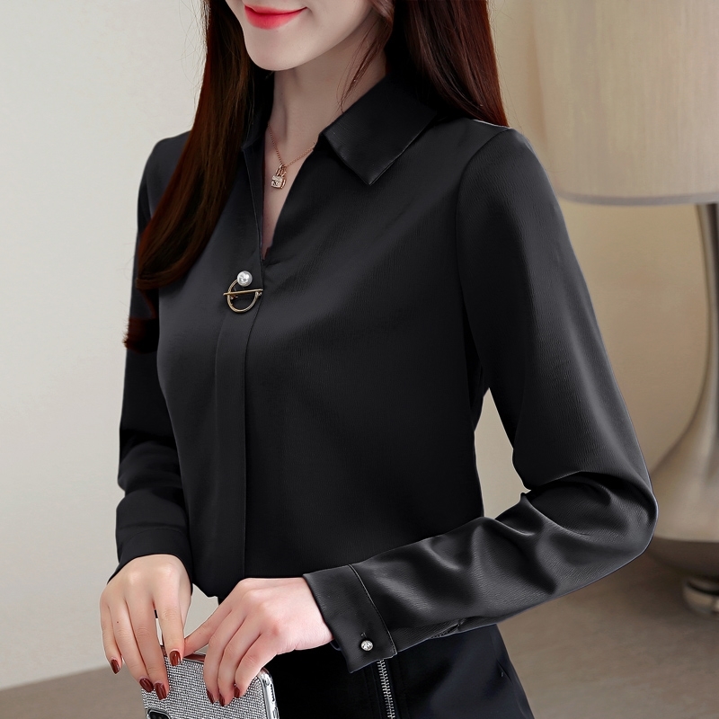 Fashion Woman Blouses Solid Chiffon Blouse Shirt Long Sleeve Women Shirts Office Blouse Womens Tops And Blouses 1783 50 210225