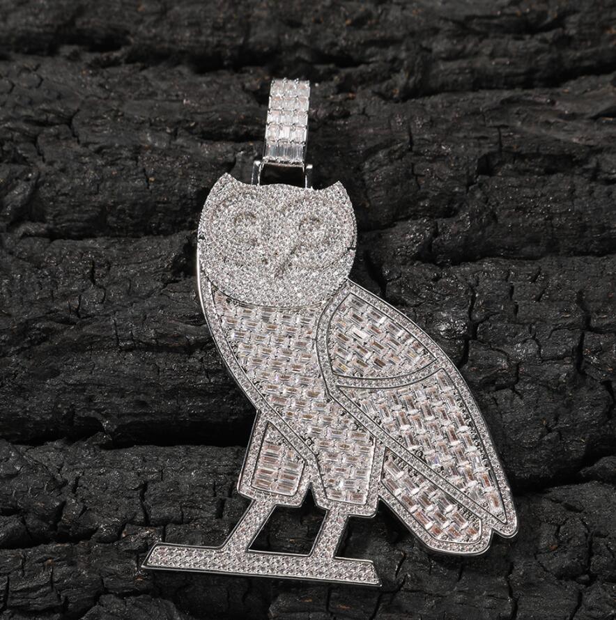 Hip hop Sweater chain Vintage Owl pendant necklaces for men women luxury designer mens bling diamond gold chain necklace jewelry l