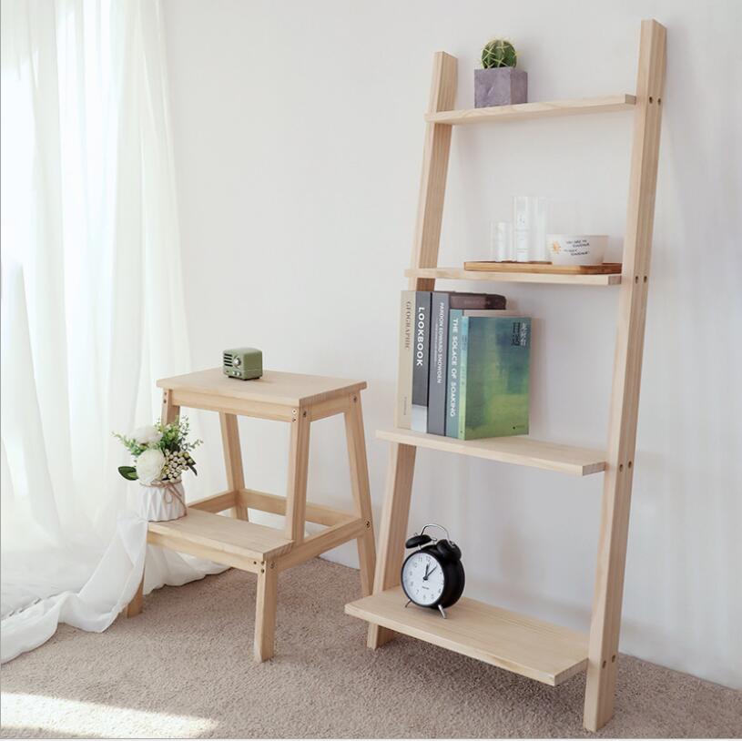 Ins trapezoidal shelf Bedroom Furniture solid wood living room corner storage multi-storey balcony flower rack Nordic simple floor racks