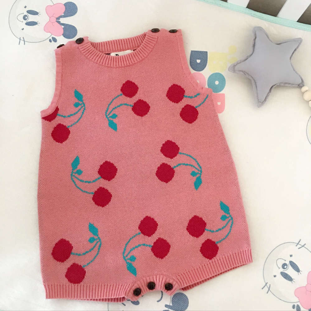 Ins spring T-shirt cherry vest one piece baby out wear sleeveless open crotch, White
Ins spring T-shirt cherry vest one piece baby out wear sleeveless open crotch, White