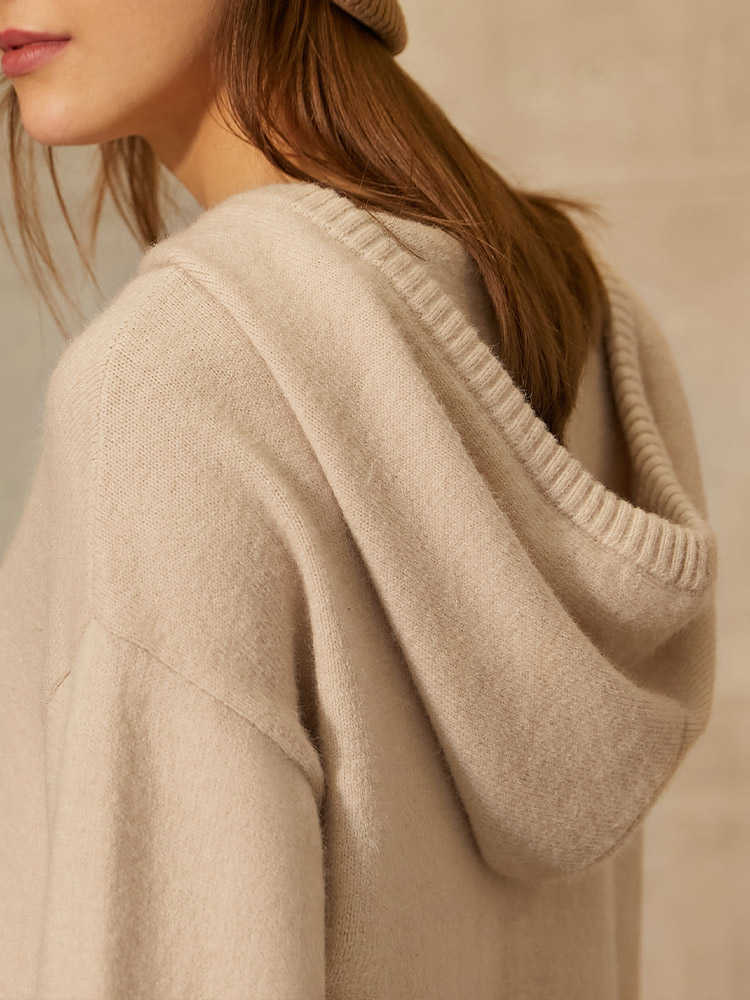 Minimalism Autumn Winter Dresses For Women Fashion School Style Hooded Knitted Sweater Causal Female 12070561 210527