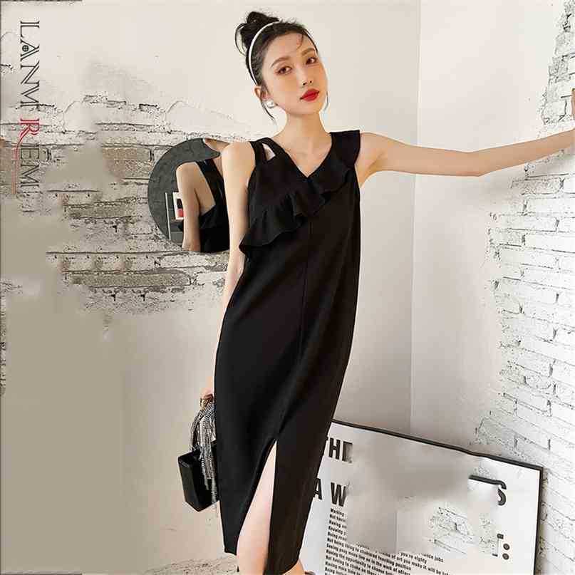 Women Black Split Fork Dress Diagonal Collar Sleeveless Loose Fit Female Fashion Summer Arrivals 2E2022 210526
Women Black Split Fork Dress Diagonal Collar Sleeveless Loose Fit Female Fashion Summer Arrivals 2E2022 210526