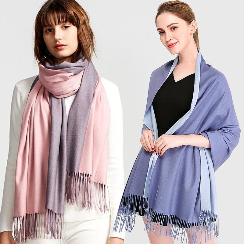 Scarves Double Sided Winter Women Cashmere Solid Scarf Shawls And Wraps Female Foulard Hijab Wool Stoles Head, Blue;gray 
Scarves Double Sided Winter Women Cashmere Solid Scarf Shawls And Wraps Female Foulard Hijab Wool Stoles Head, Blue;gray