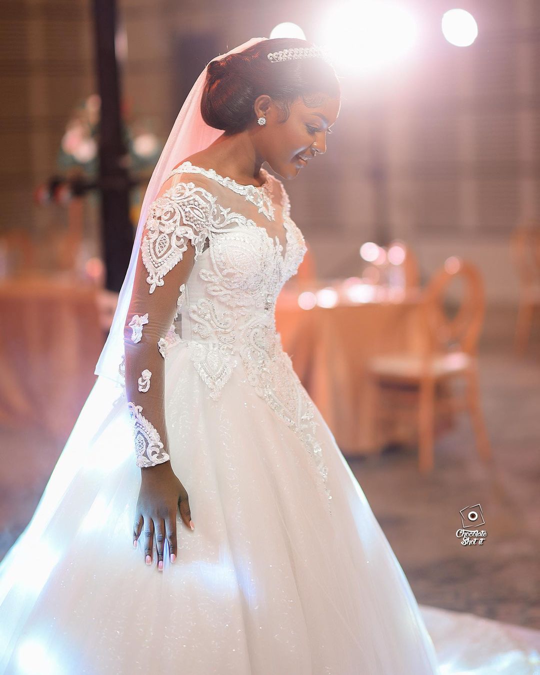 plus size arabic aso ebi sheer neck lace wedding dress beaded crystals long sleeves bridal gowns dresses zj257