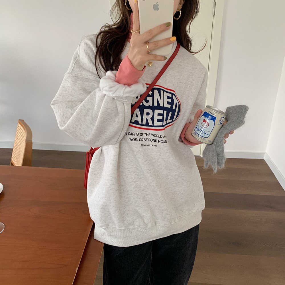 Autumn Sweatshirt Japanese Style Outfit Casual Top Letter Full Sleeve Loose Cotton CHIC QT283 210609