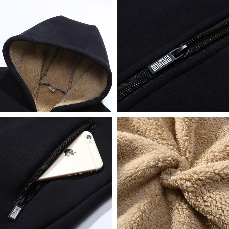 Arrival Winter Thickening Hoodies Men Casual Jacket Fur Lining Solid Warm Cloth Zipper Coats Sweatshirts Cashmere Parkas 624 201020