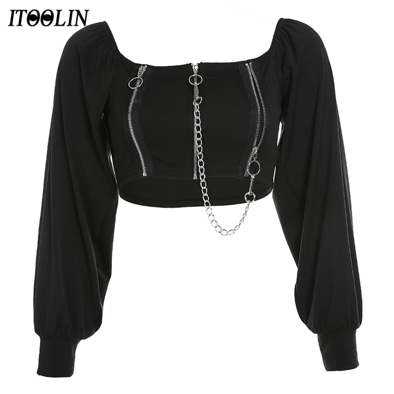 ITOOLIN Goth T-Shirt Zip Up Crop Top Women Off Shoulder Tees Chains Long Sleeve Y2k T-shirts Gothic Dark Black Vintage Clothes 210708, Purple
ITOOLIN Goth T-Shirt Zip Up Crop Top Women Off Shoulder Tees Chains Long Sleeve Y2k T-shirts Gothic Dark Black Vintage Clothes 210708, Purple