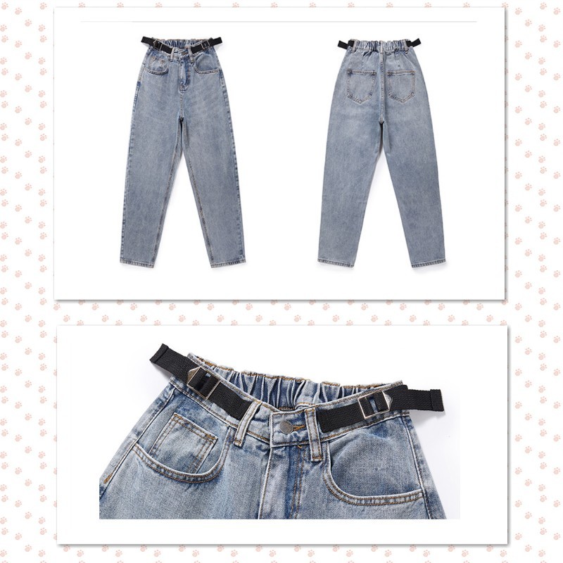 GUUZYUVIZ Blue Mom Jeans Vintage High Waist Denim Harem Pants Ladies Jeans Trousers Korean Elastic Waist Plus Size Loose Casual 210302