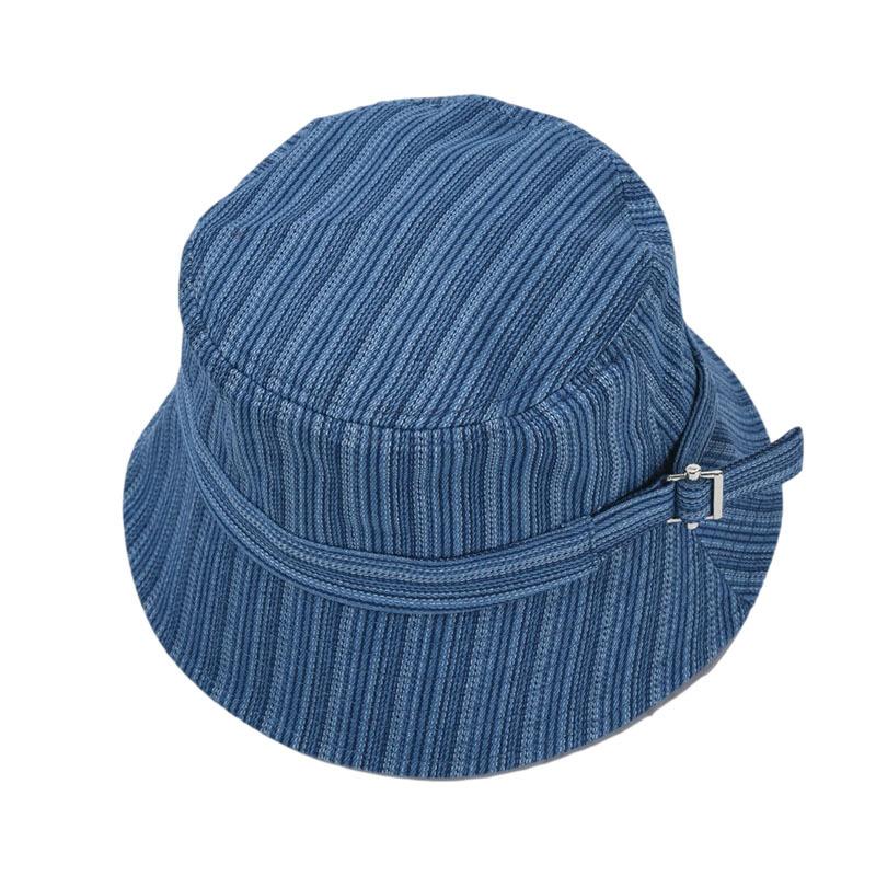 Wide Brim Hats 2021 Women Striped Denim Bucket Hat Fashion Metal Buckle Fisherman Sun Protection Japanese Leisure Basin Wholesale