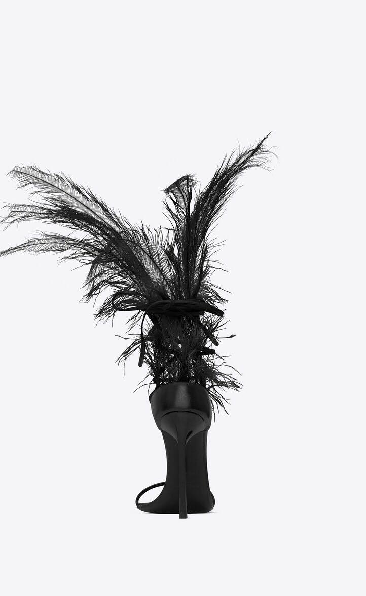 show fashion sandals genuine leather feather stiletto heel shoes