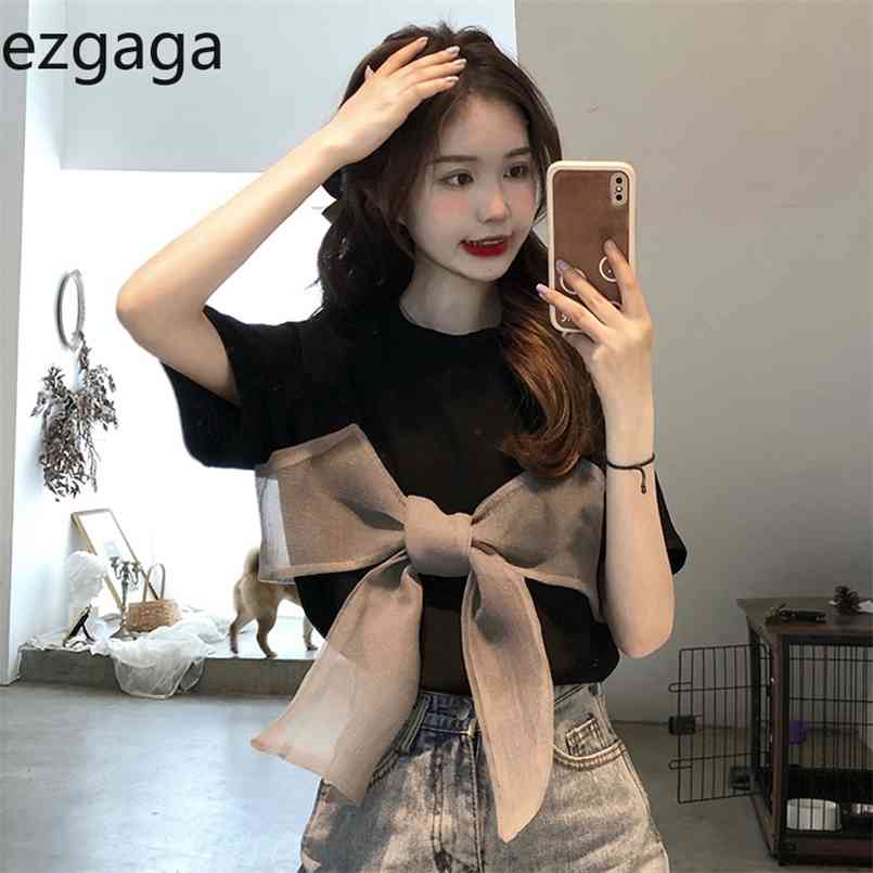 Ezgaga Summer Short Sleeve T Shirt Ribbon Bow Korean Fashion Chic O-Neck Black Tshirts Loose Ins White Casual 210708
Ezgaga Summer Short Sleeve T Shirt Ribbon Bow Korean Fashion Chic O-Neck Black Tshirts Loose Ins White Casual 210708