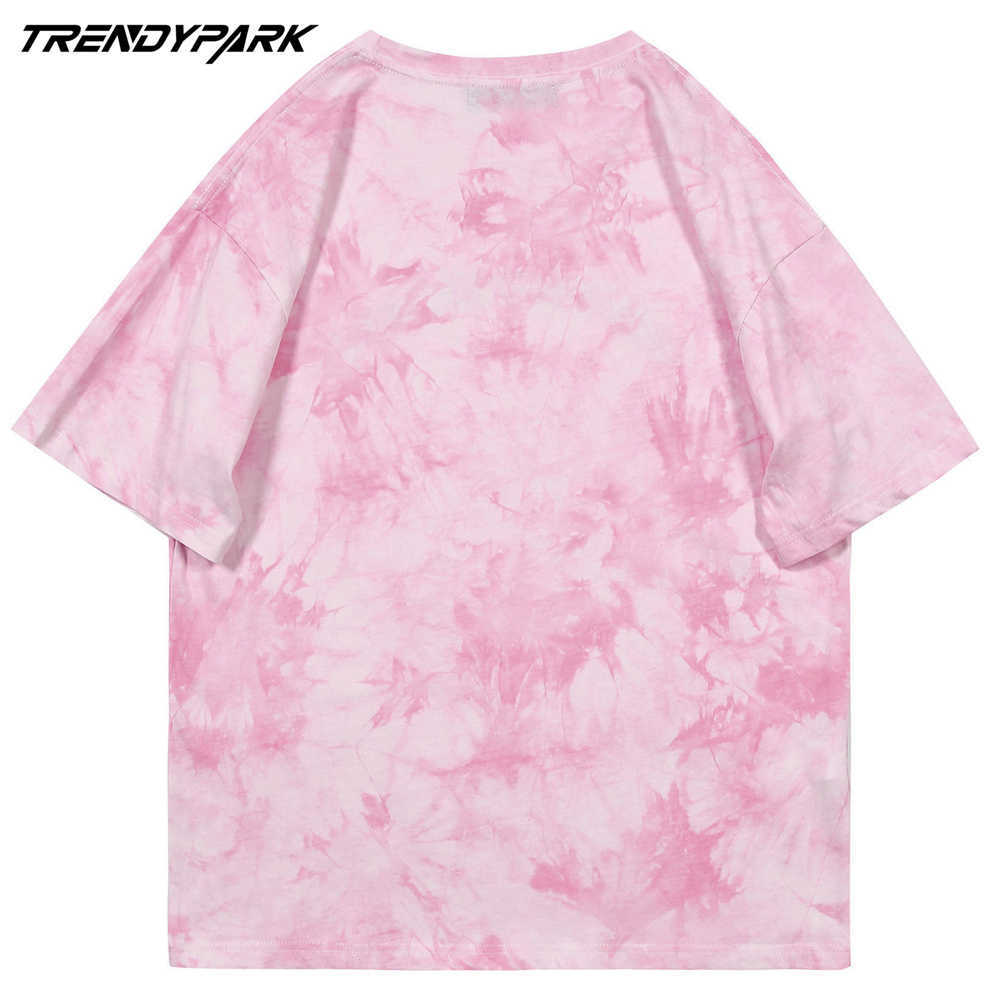 Men's Streetwear Tees Shirts Tie-dye Punk Rock Hip Hop Short Sleeve Tshirts Fashion Casual Cotton Mens Harajuku Oversize Tops 210601