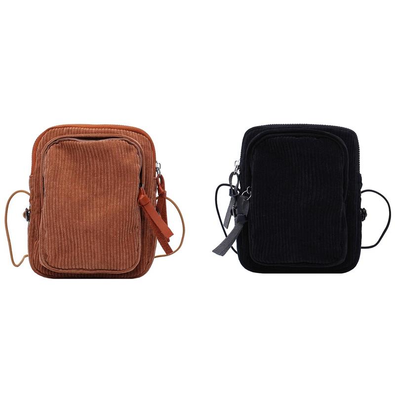 2 Pcs Casual Girl Messenger Bag Corduroy Black Small Square Bag Shoulder Messenger (Black & Brown), As shown
2 Pcs Casual Girl Messenger Bag Corduroy Black Small Square Bag Shoulder Messenger (Black & Brown), As shown