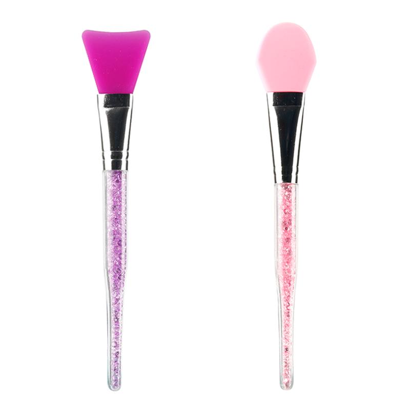 Makeup Brushes 2pcs Set Silicone Mask Cosmetics Shinning Handle Purple/Pink Brush Tools Facial DIY Tool