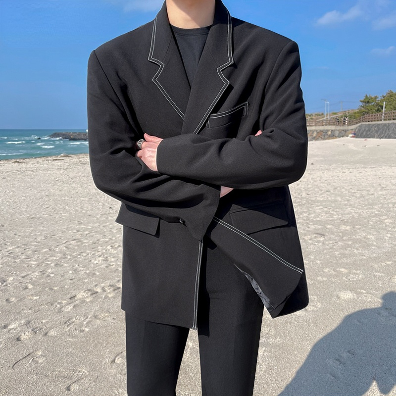 Suit Coat Men's Autumn New Korean Tide Black Grey Blazers 2021 Tide Casual Loose Single Breasted Long Sleeve Coats 9Y9125, White;black
Suit Coat Men's Autumn New Korean Tide Black Grey Blazers 2021 Tide Casual Loose Single Breasted Long Sleeve Coats 9Y9125, White;black