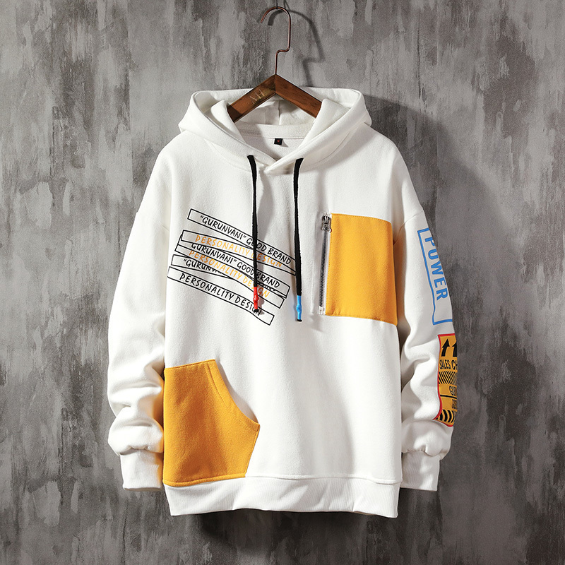 SingleRoad Mens Hoodies Men Winter Patchwork Oversized Hip Hop Japanese Streetwear Harajuku Yellow Hoodie Men Sweatshirt 201126