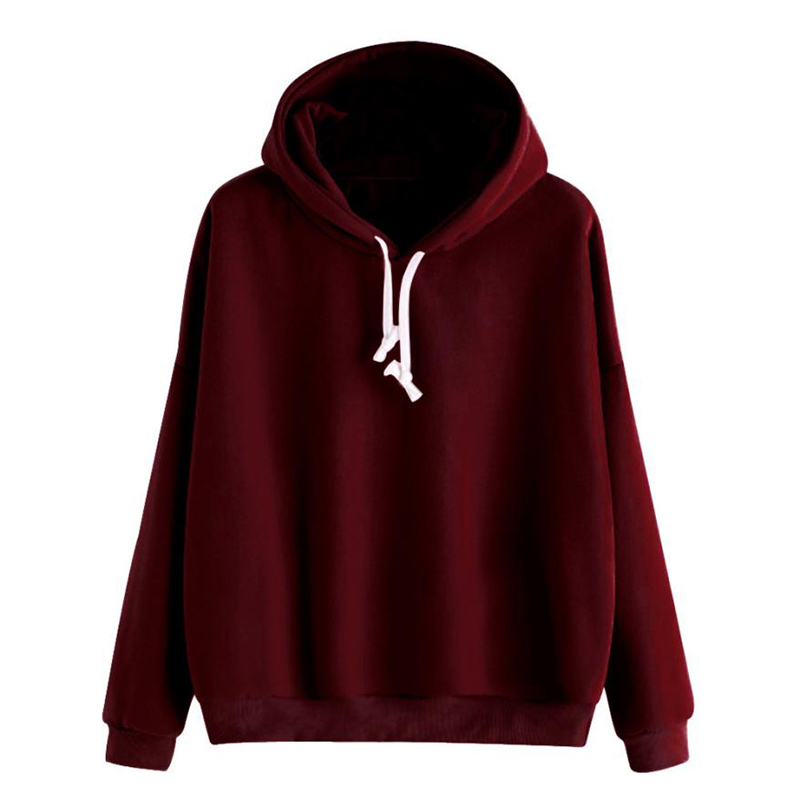 Fashion Women Autumn Hoody Sweatshirt Drawstring Solid Long Sleeve Loose Hoodies Pullover Tops Harajuku Tracksuit sudadera mujer 201102