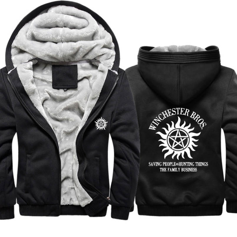 Supernatural Winchester Bros thick hoodies men winter coat jacket oversized men hoodie vintage Punk hoodyHarajuku men clothing 201127